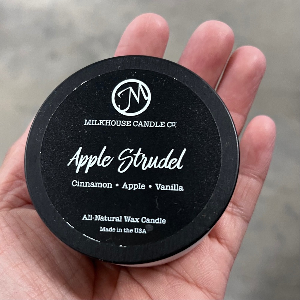 Milkhouse‎ Candle Co Apple Strudel 1.5oz Travel Tin All-Natural Wax Candle USA